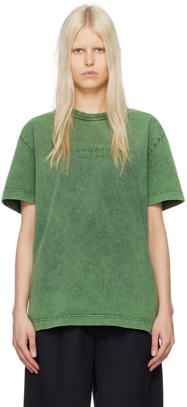 Тениска Alexander Wang Embossed T-Shirt Зелено | UCC1241697