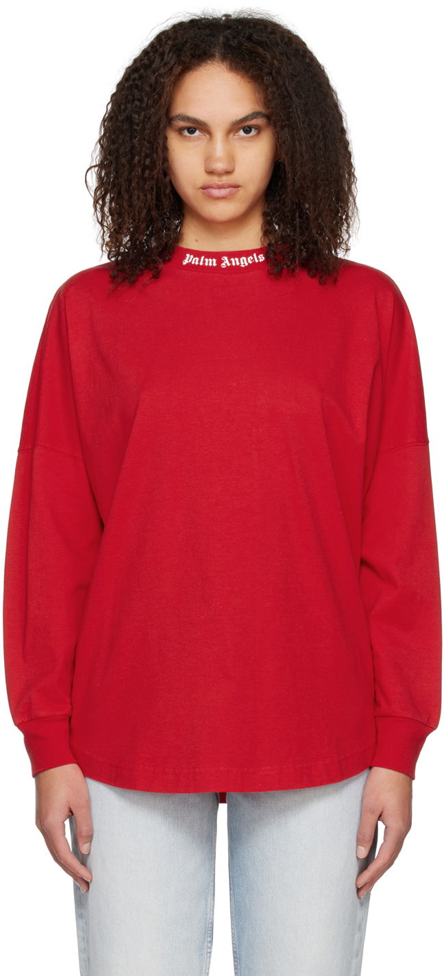Тениска Palm Angels Red Classic Long Sleeve Червено | PMAB001C99JER0042501, 0