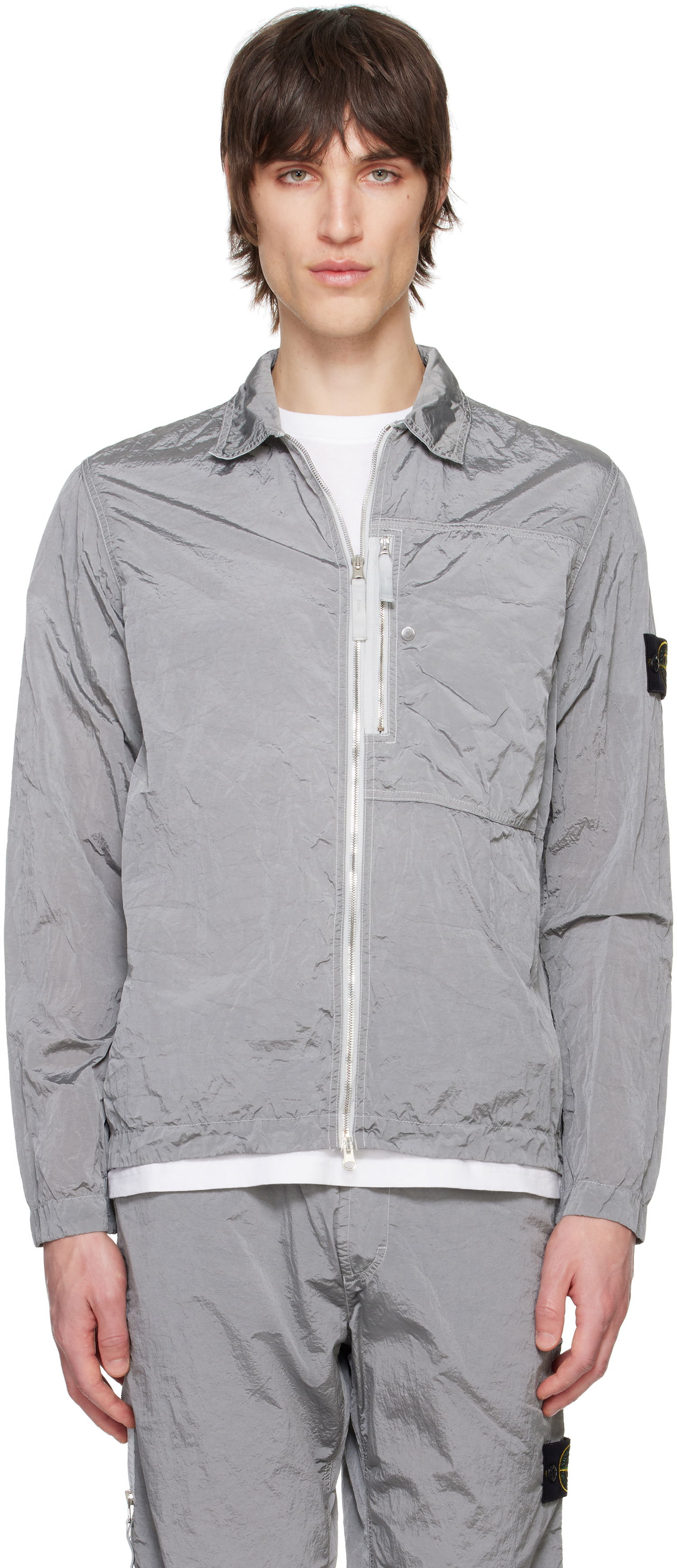 Ветровка Stone Island Stone Island Regenerated Nylon Metal ECONYL Overshirt Сиво | K1S15 1200005 S0019, 0