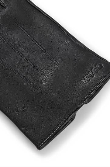 Ръкавици BOSS Leather Gloves with Press Stud Черно | 50526909, 1