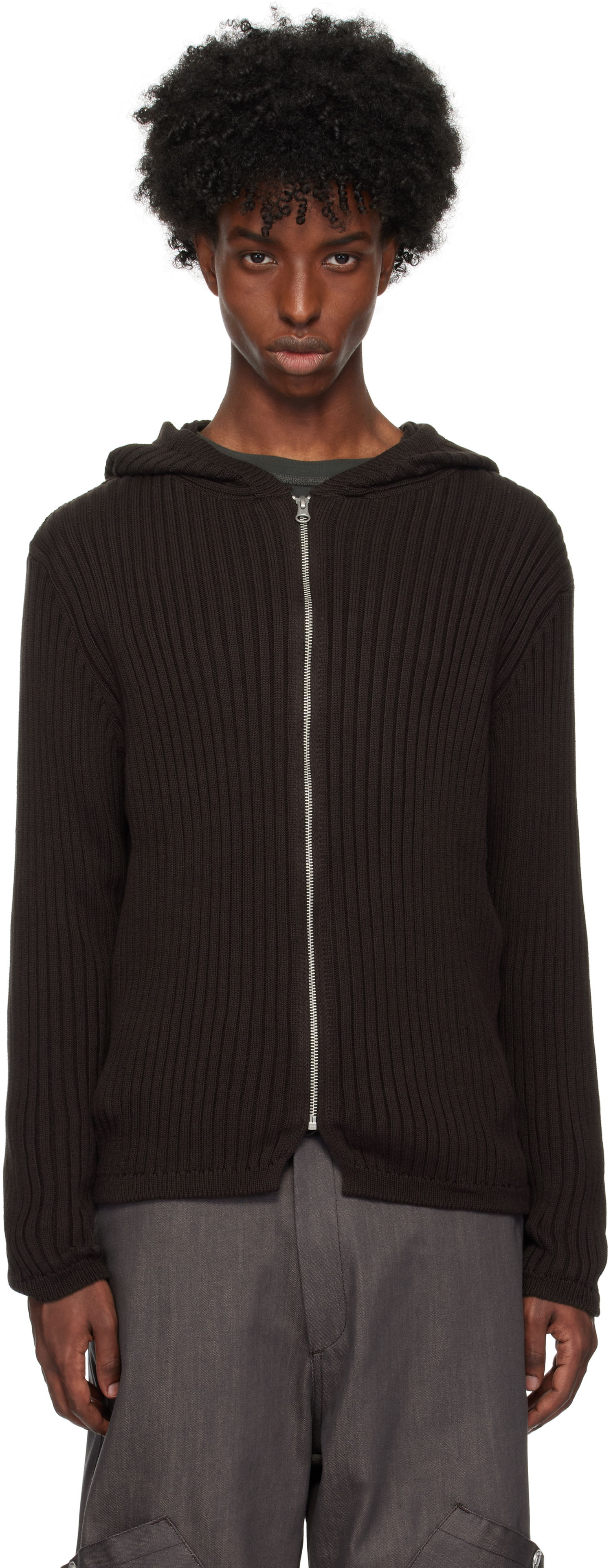 Суитчър AFFXWRKS Knit Hoodie Кафяво | FW24KN02, 0