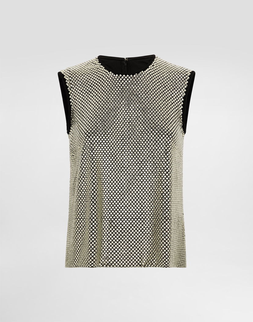 Потник Dolce & Gabbana Sleeveless Crystal Mesh Blouse Металик | F7AK7ZFLSK3S0997