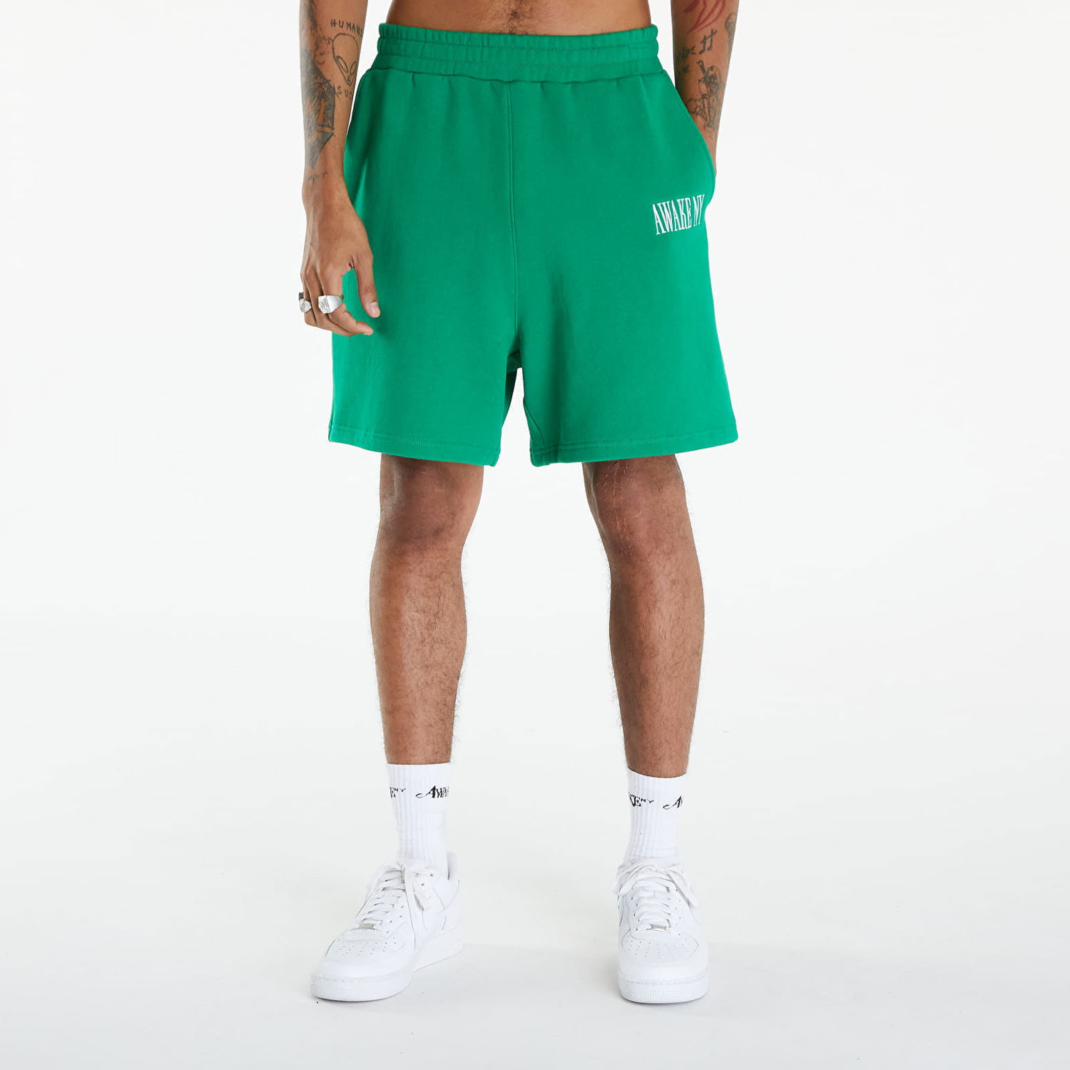 Къси панталони Awake NY Spire Logo Embroidered Sweatshort Green Зелено | AWK-SP24-PA006-GRN, 0