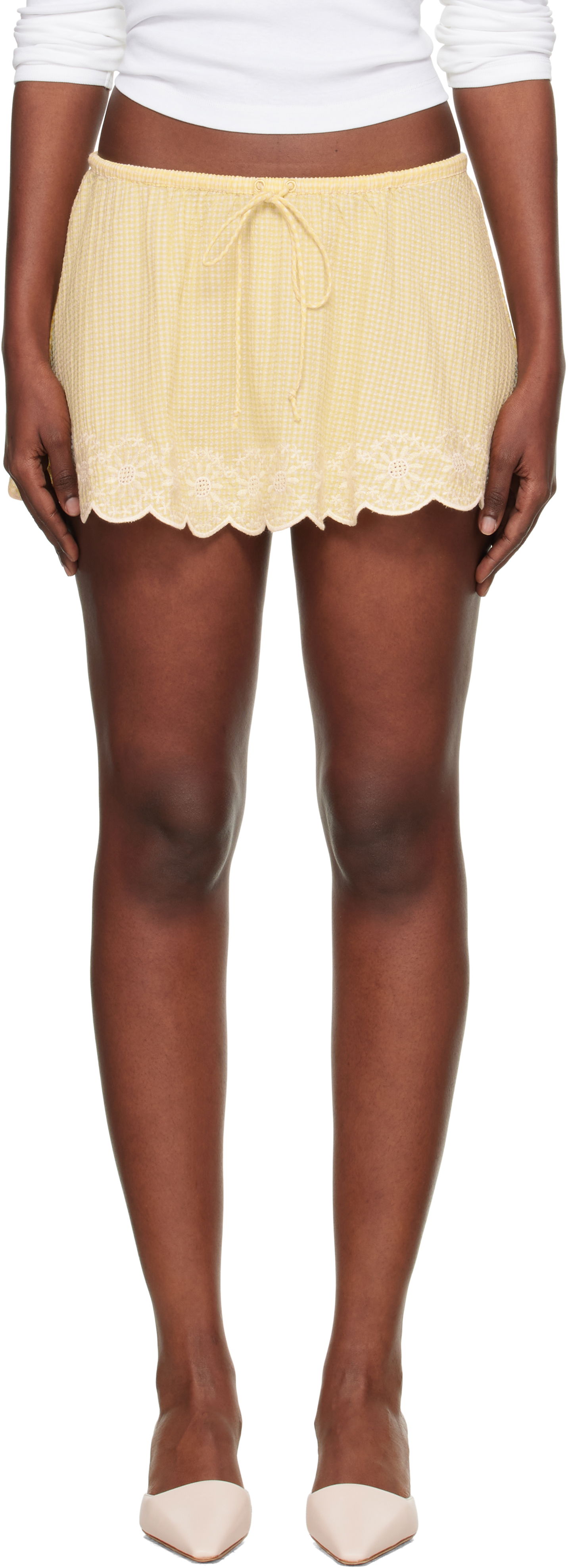 Пола GUIZIO Guizio Maelle Gingham Miniskirt Жълто | P25304W167, 0