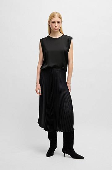 Потник BOSS BOSS Hammered Satin Sleeveless T-Shirt Черно | 50534865, 1