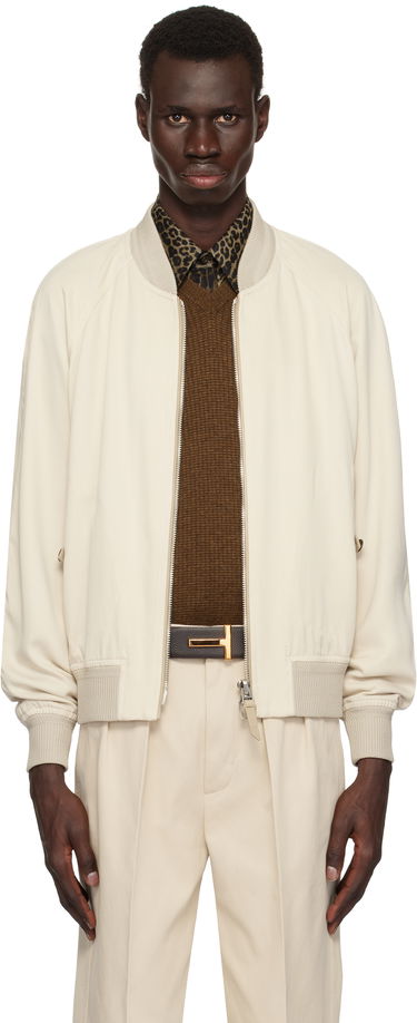 Яке бомбър Tom Ford TOM FORD Fluid Gabardine Bomber Jacket Бежово | OBS046-FMT049S25, 0