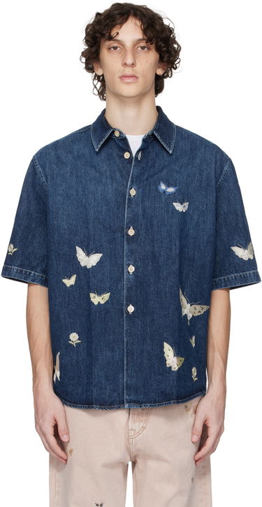 Риза OUR LEGACY Our Legacy Beyond Embroidered Denim Resort Shirt Синьо | M2252BB, 0