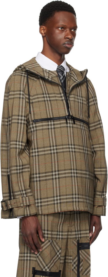 Яке Burberry Burberry Check Silk Blend Hooded Jacket Кафяво | 8108324, 1