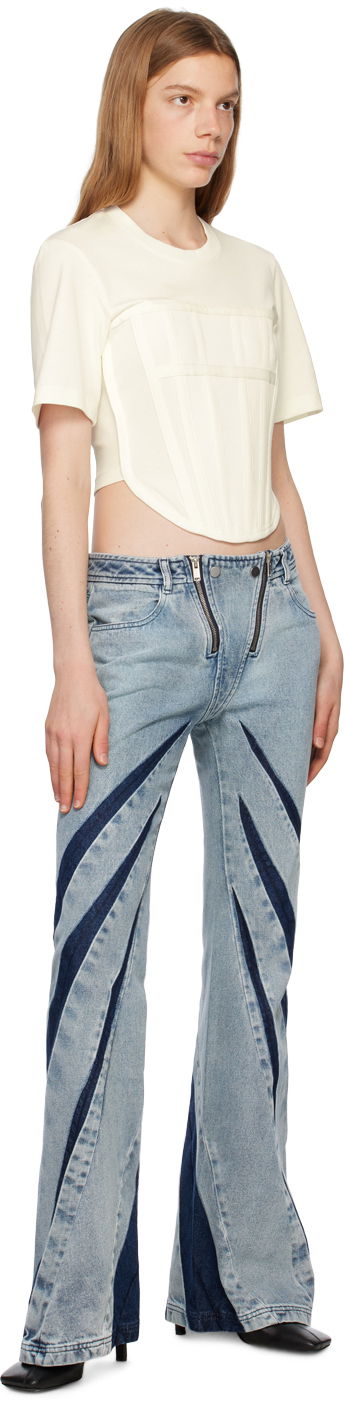 Съкратен топ Dion Lee Corset T-Shirt Бяло | C3097R23, 3
