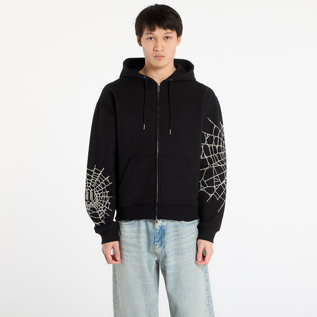 Authentic Zip Hoodie with Spiderweb Sleeves