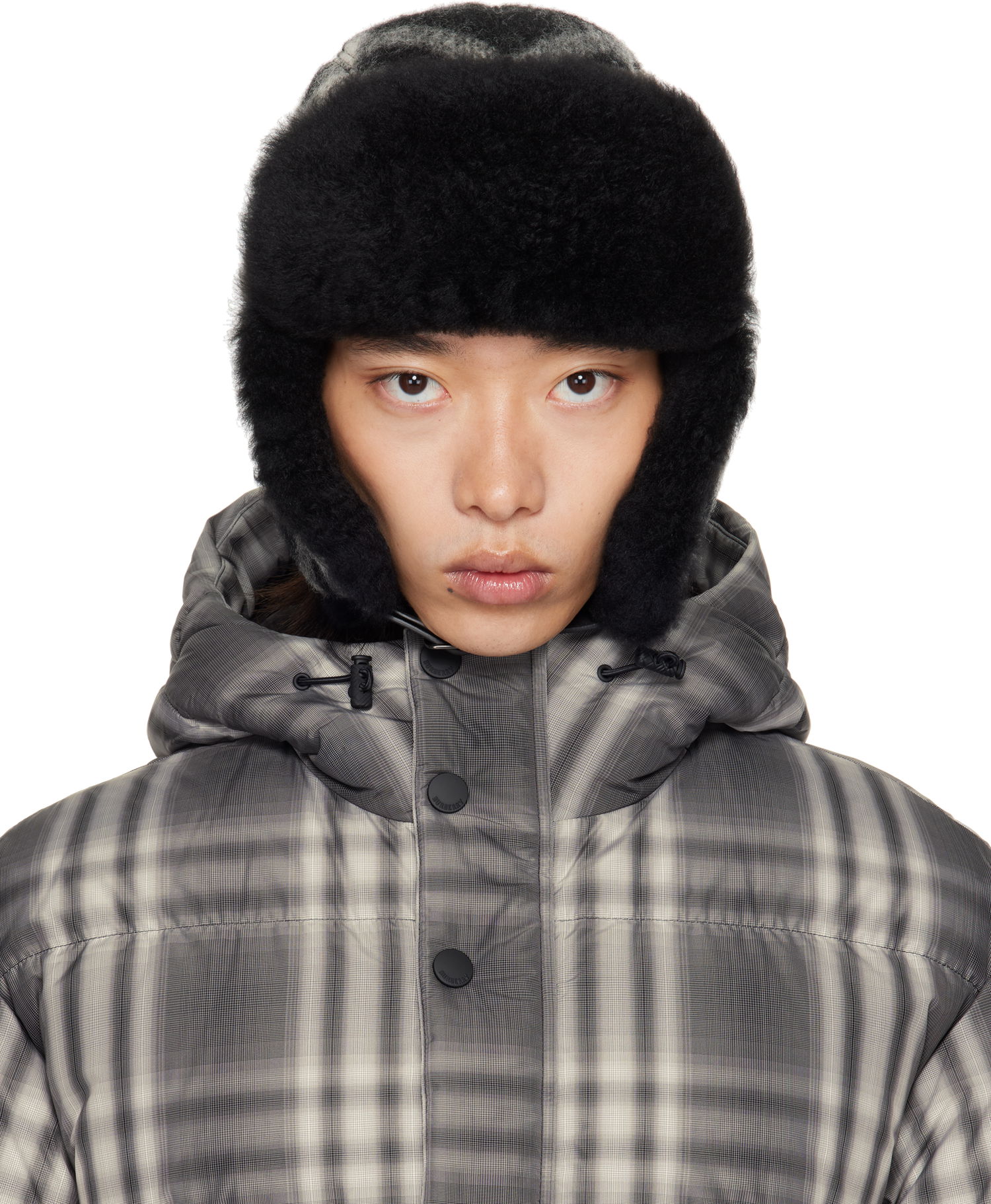 Шапка Burberry Burberry Check Wool Trapper Hat Сиво | 8114830, 0