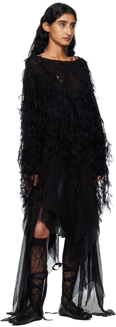 Пуловер Ann Demeulemeester Ann Demeulemeester Vilta Distressed Knit Sweater Черно | B0012850-KN064-099, 3
