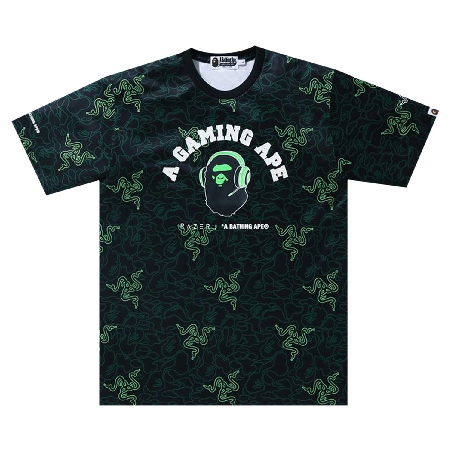 Тениска BAPE x Razer Neon Camo Team Tee Черно | 1G73 109 913 GREEN, 1