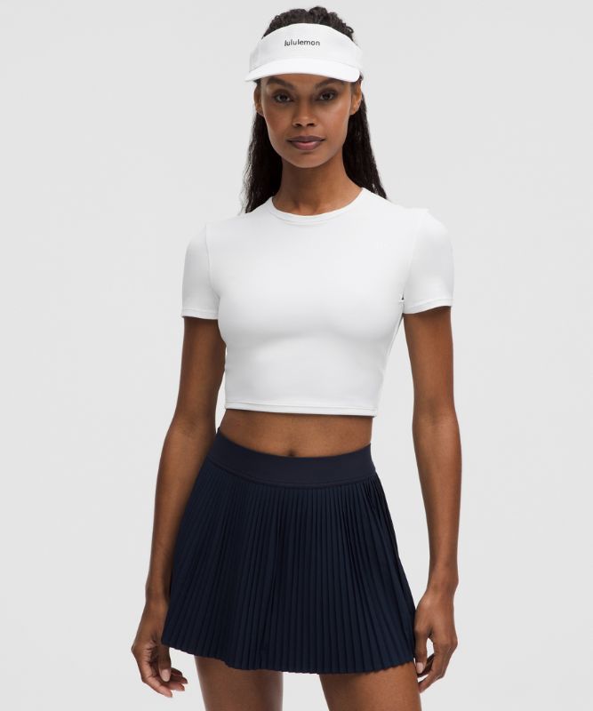 Съкратен топ lululemon Cropped T-Shirt Slim Fit with Built-in Bra Medium Support B/C Cups L Бяло | prod11871026, 0