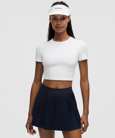 Съкратен топ lululemon Cropped T-Shirt Slim Fit with Built-in Bra Medium Support B/C Cups L Бяло | prod11871026, 0