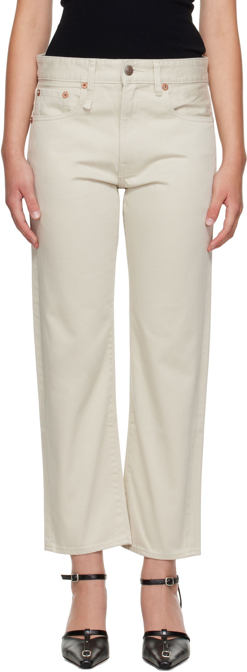 Дънки R13 R13 Romeo Straight-Leg Jeans Бежово | R13WD103-D338A
