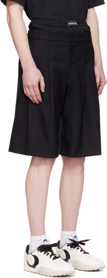 Къси панталони Marine Serre Marine Serre Virgin Wool Twill Shorts Черно | MSH010A RWOV0001, 4