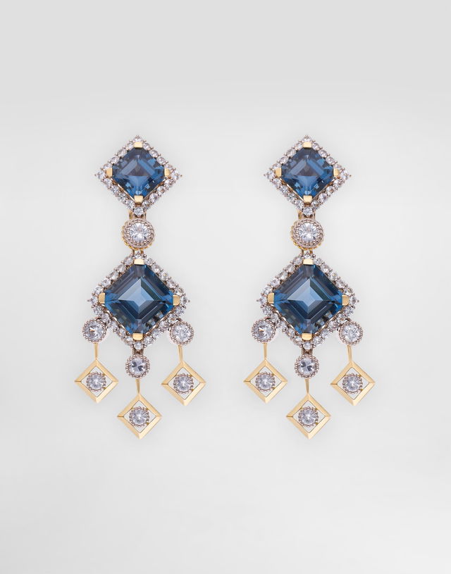 Dolce & Gabbana Eleganza Gold Topaz and Sapphire Earrings