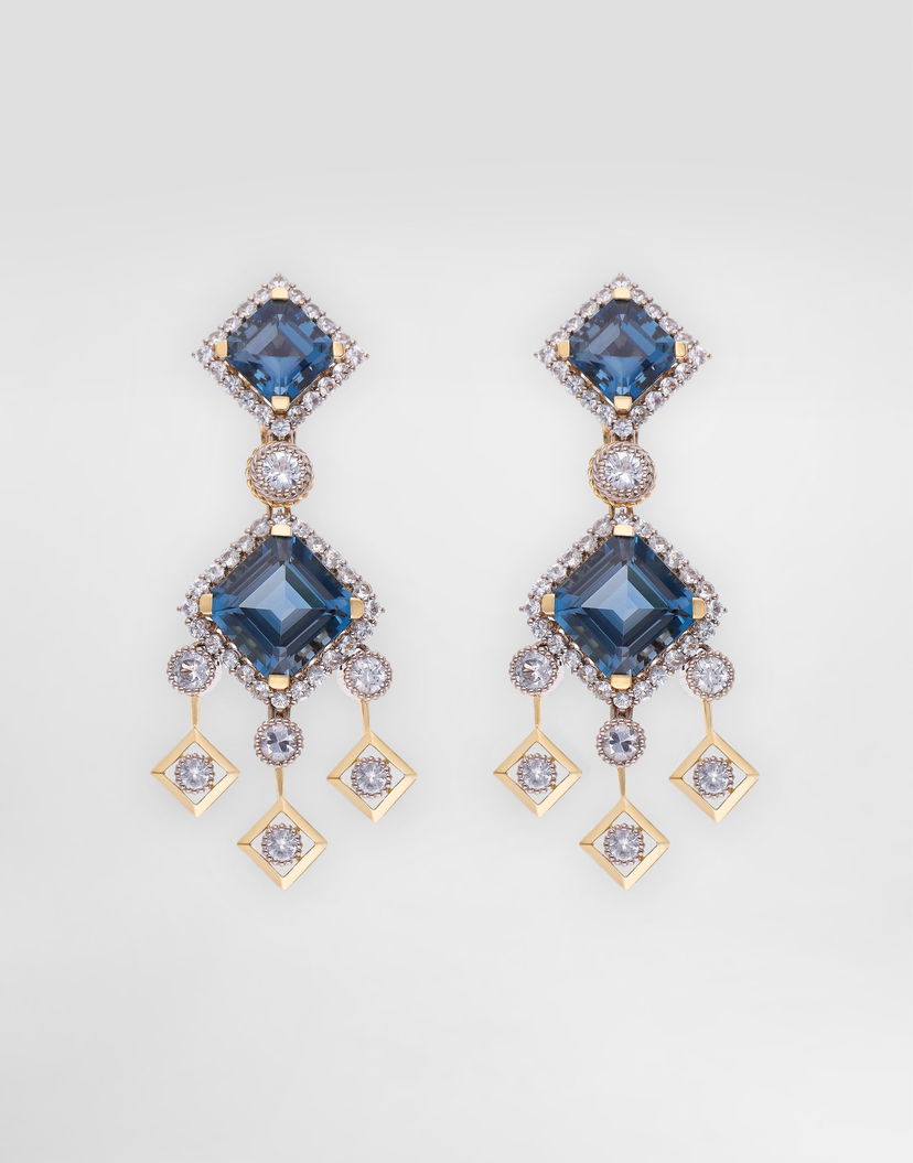 Обеци Dolce & Gabbana Dolce & Gabbana Eleganza Gold Topaz and Sapphire Earrings Синьо | WESA3GWTOP187583