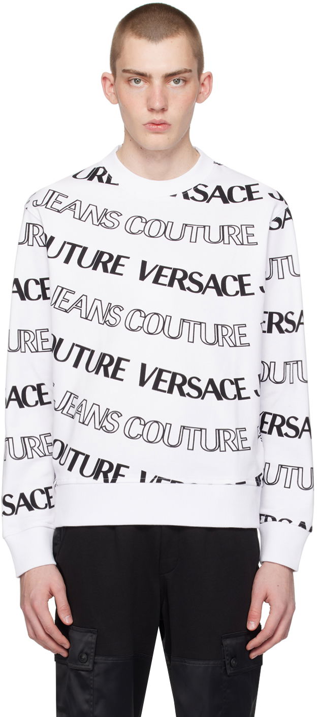 Суитчър Versace Jeans Couture White Logowave Sweatshirt Бяло | E76GAI3R0_EFS129