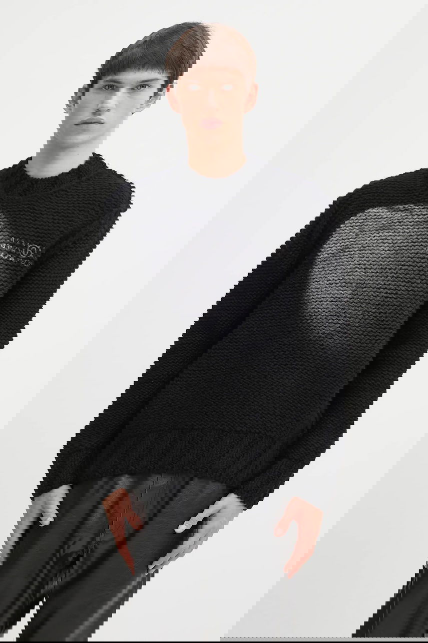 Пуловер Maison Margiela Chunky Knit Sweater with Distressed Spotlight Effect and Signature Numbering Logo Черно | SH2HL0029.M13173.900S, 0