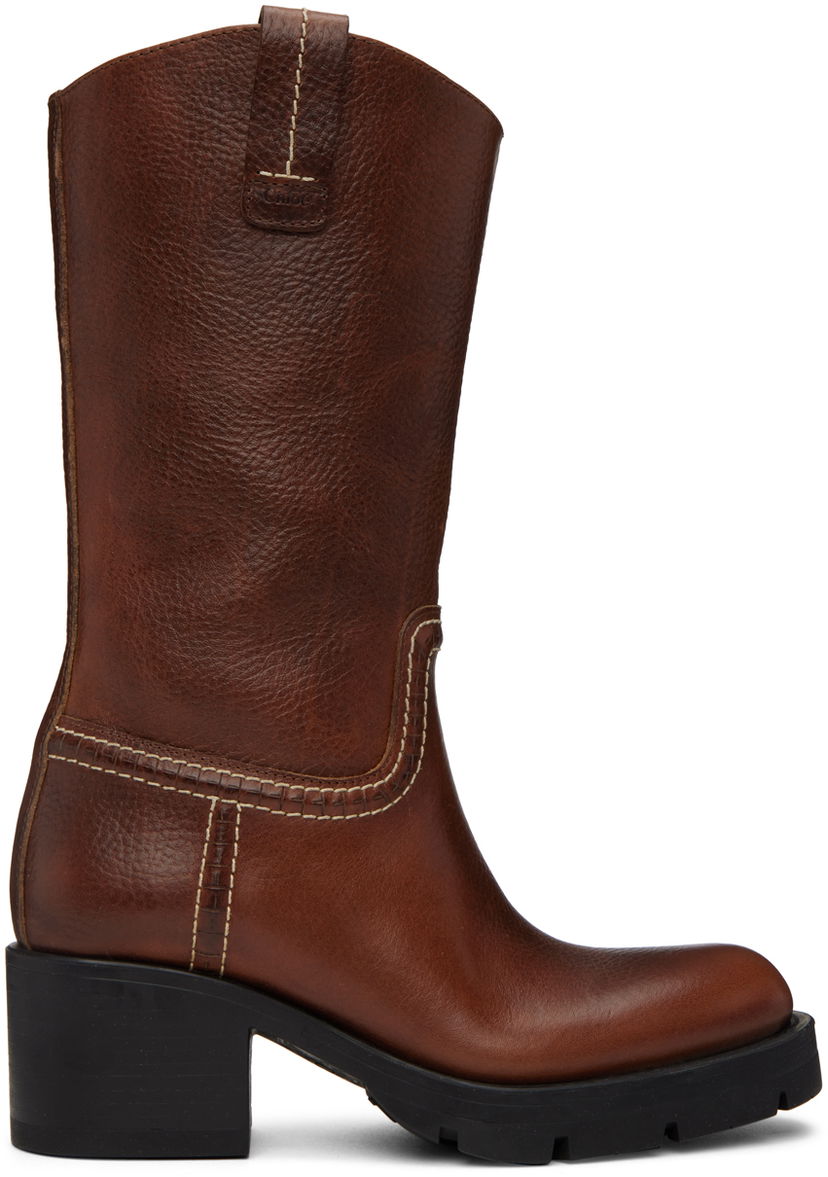 Кецове и обувки CHLOÉ Chloé Neva Leather Boots Кафяво | CHC22W711Y9
