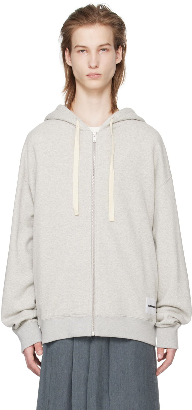 Суитчър Jil Sander Zip-Up Hoodie Сиво | J47HG0101_J20010