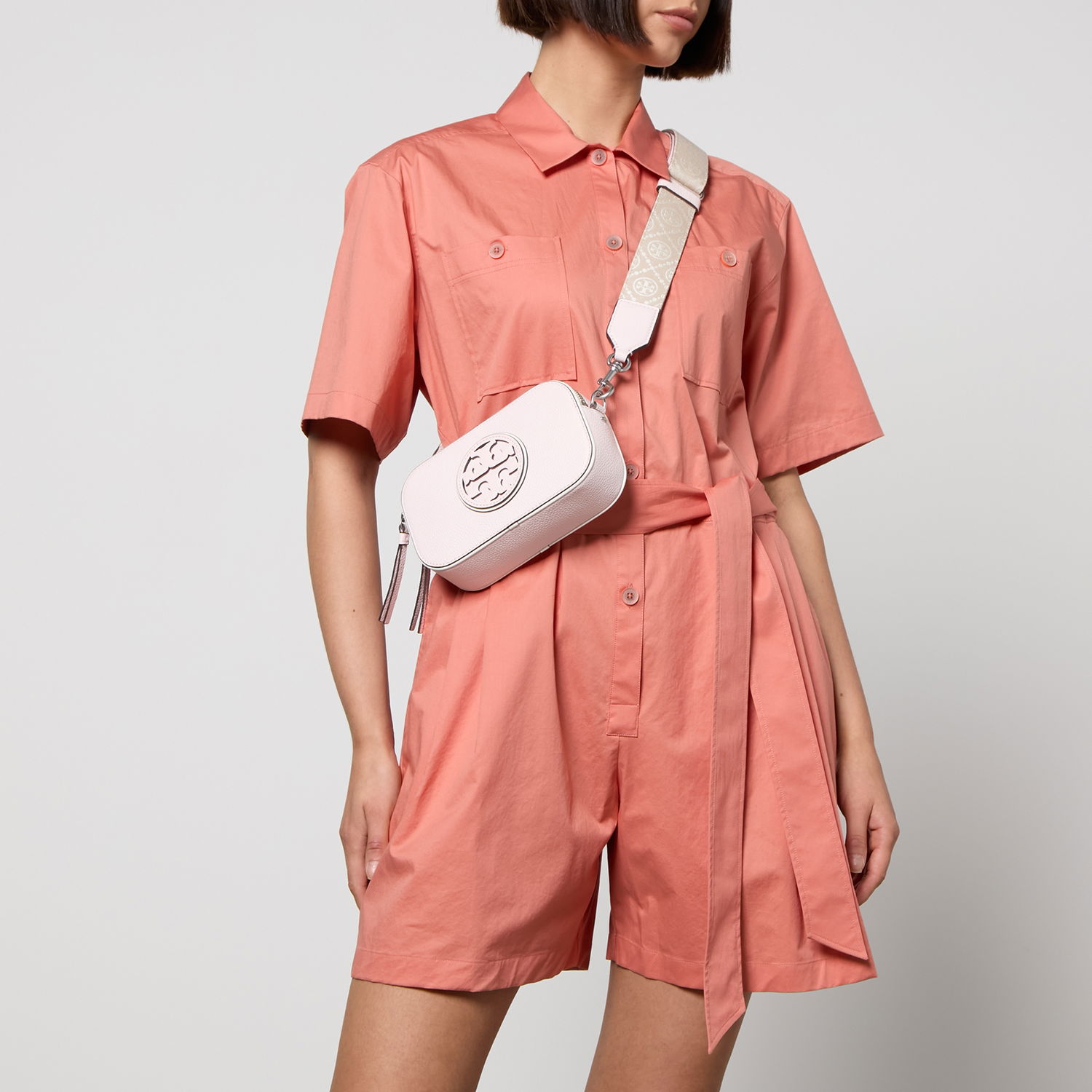 Чанта през рамо Tory Burch Mini Pebble-Grained Leather Crossbody Bag Розово | 159118-651, 1
