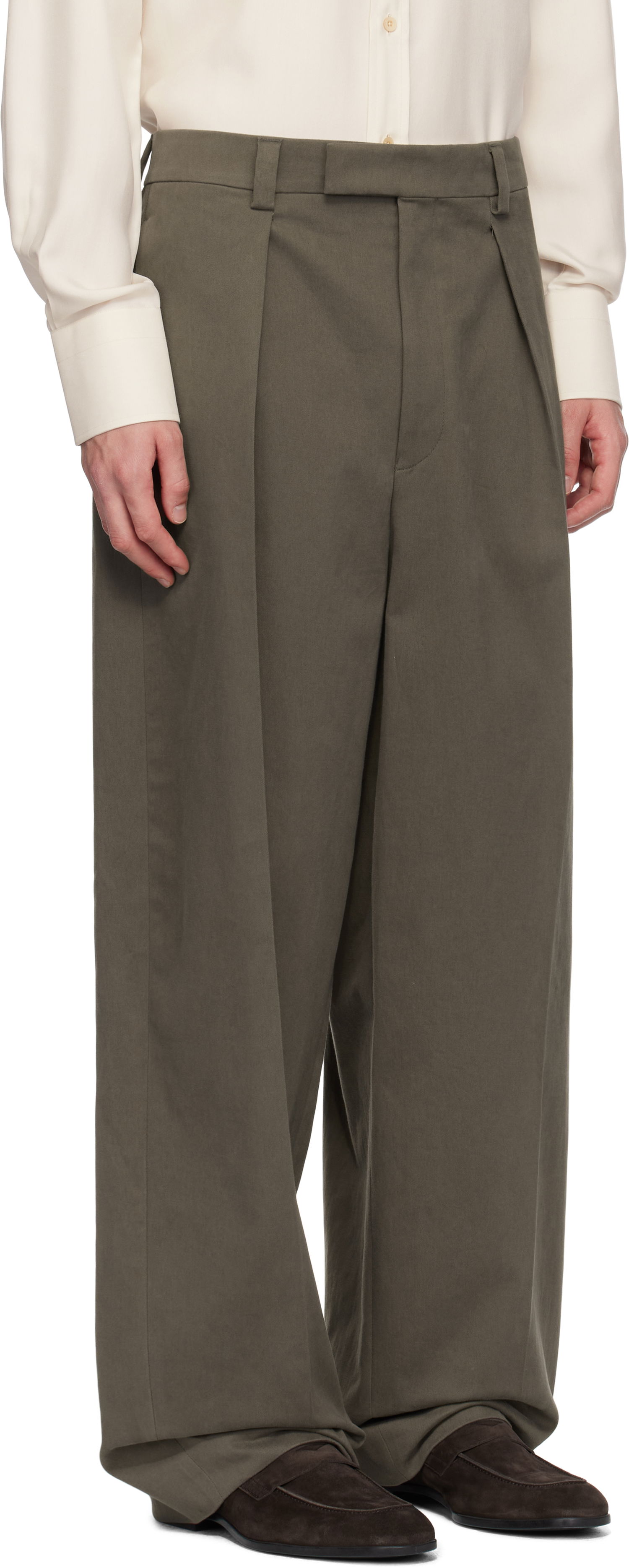 Панталони FERRAGAMO Ferragamo Inverted Pleats Trousers Зелено | 782861, 1