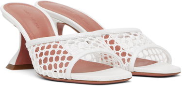 Грижа за обувките Amina Muaddi Amina Muaddi Lupita Net 70 Heeled Sandals Бяло | LUPITA NET 70, 3