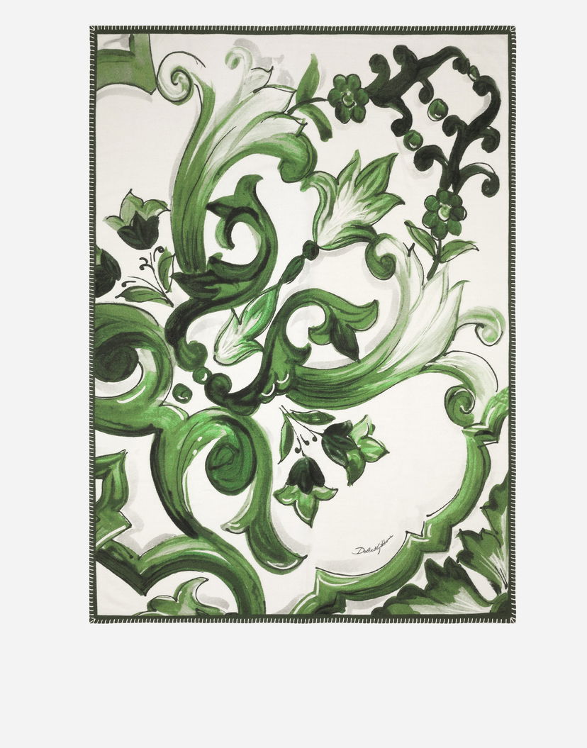 Домашен декор Dolce & Gabbana Dolce & Gabbana Silk And Wool Floral Scroll Blanket Бяло | TCE012TCAB6UV013