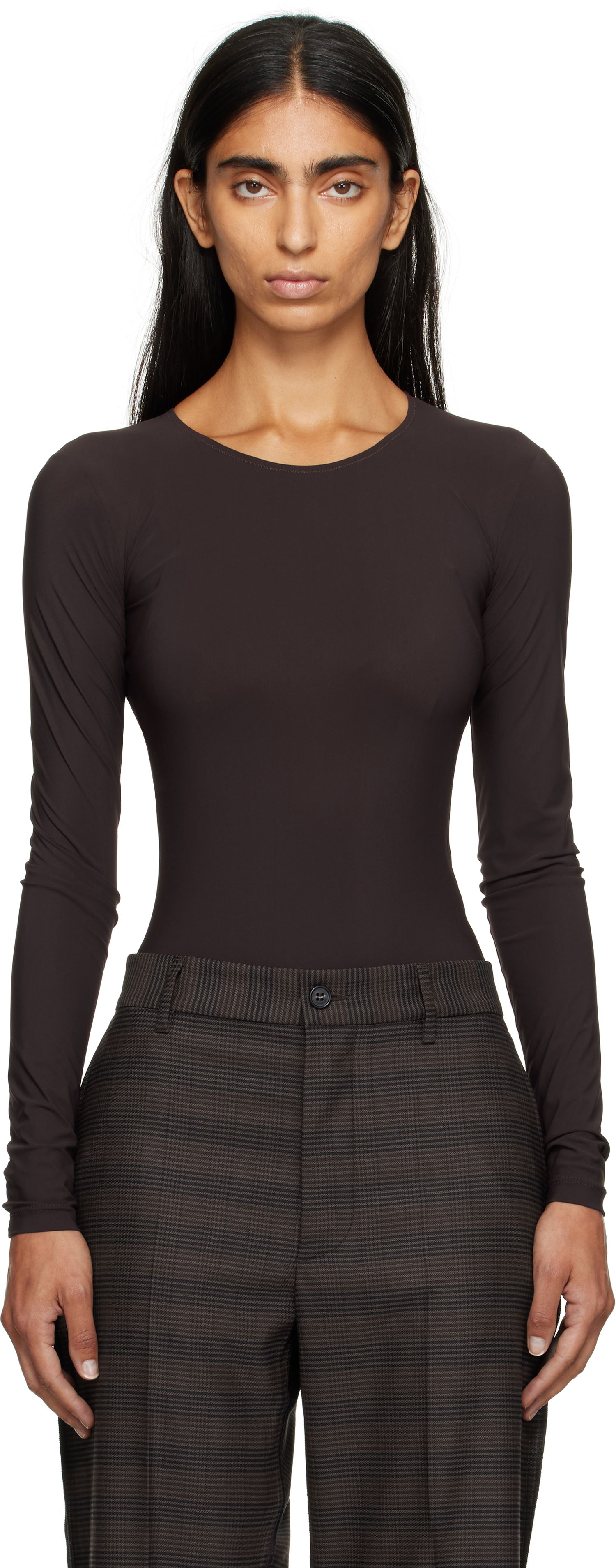 боди Maison Margiela MM6 Maison Margiela Jersey Bodysuit Кафяво | S62NA0085 S20518, 0