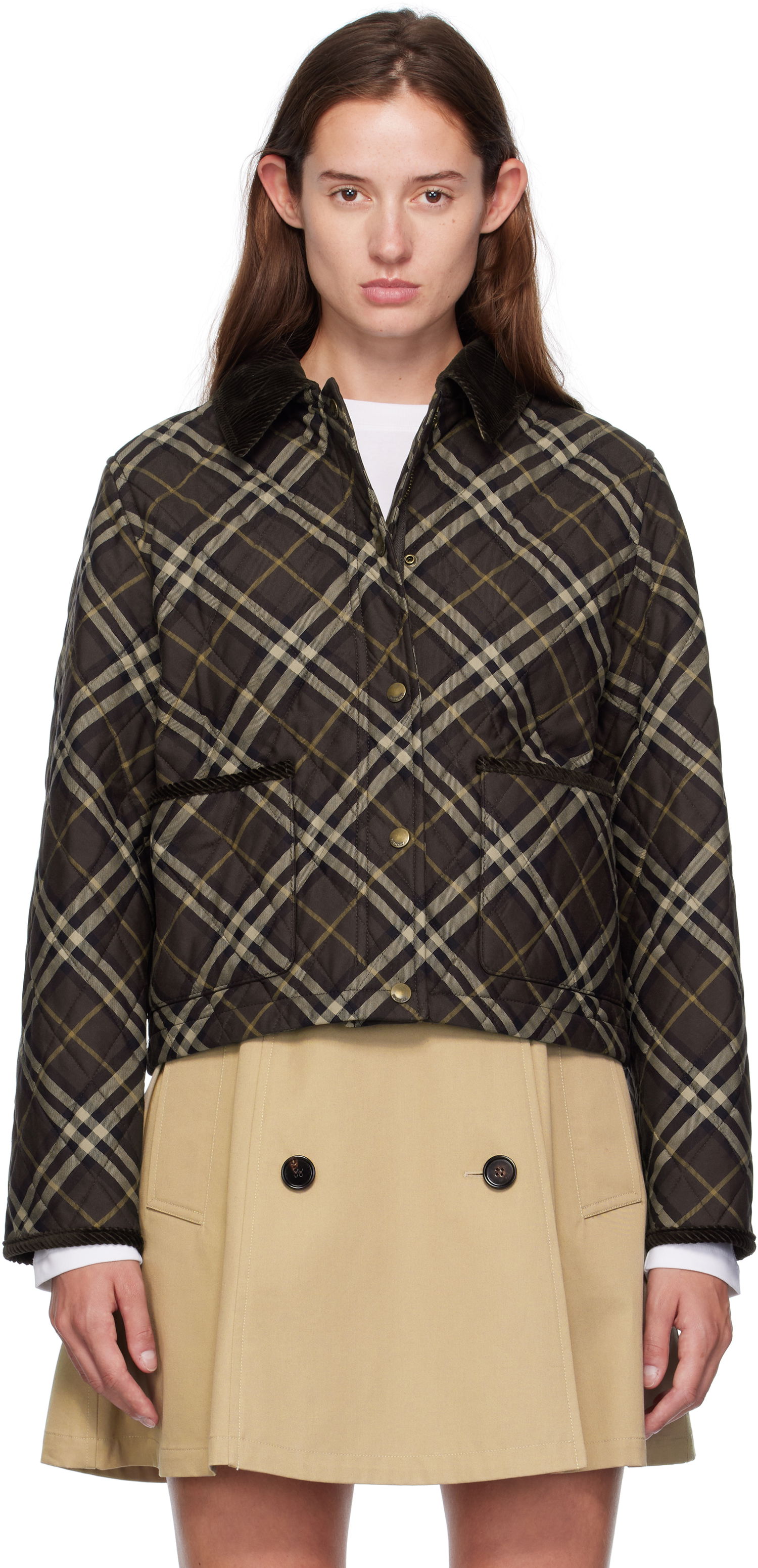 Яке Burberry Burberry Oldham Plaid Quilted Jacket Кафяво | 8115975, 0