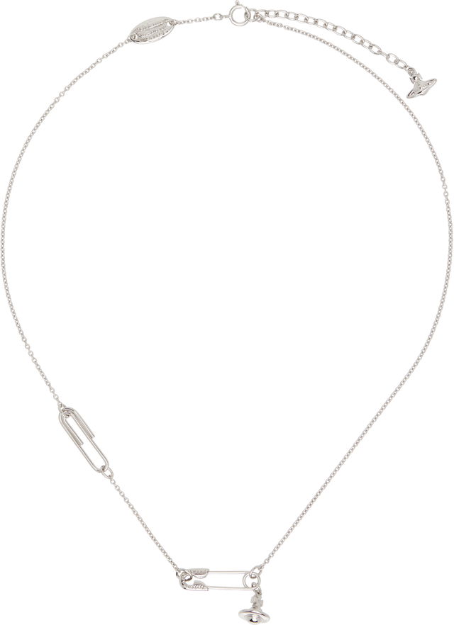 Paperclip Safety Pin Pendant Necklace