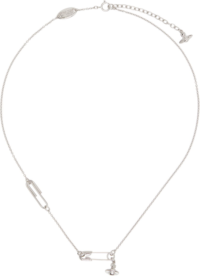 Колие Vivienne Westwood Paperclip Safety Pin Pendant Necklace Металик | 630203F7-01P019-