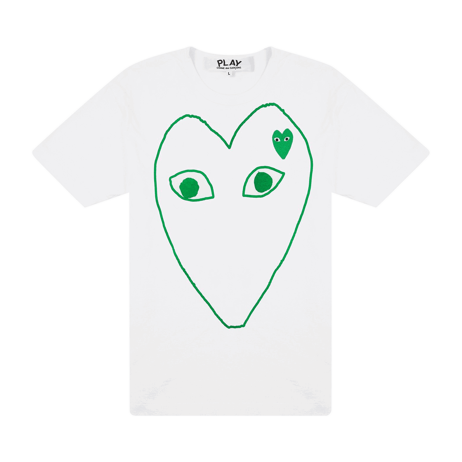 Тениска Comme des Garçons PLAY Green Emblem Outline T-Shirt Бяло | az t104 051 1, 0