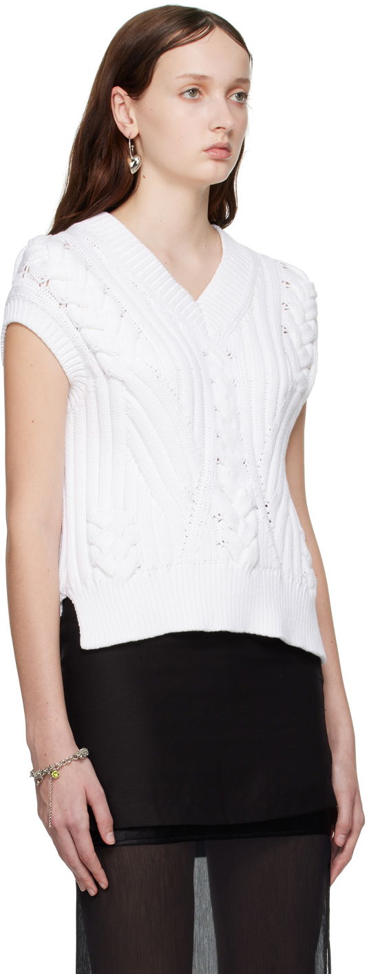 Пуловер Helmut Lang Cable Knit Vest Бяло | N01HW716, 1