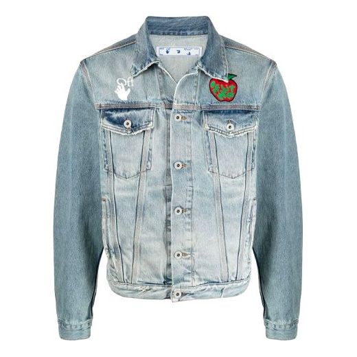 Яке Off-White Apple Logo Pattern Denim Jacket Синьо | OMYE054S21DEN0024525, 0