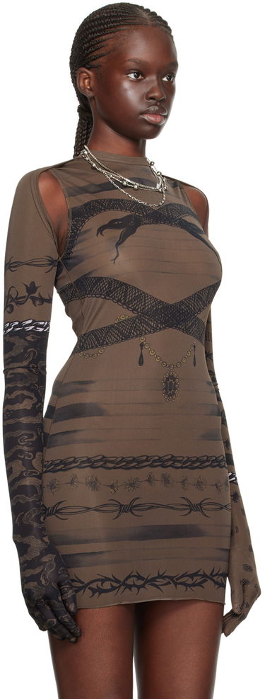 Pокля Jean Paul Gaultier Edition Printed Mesh Dress Кафяво | 23/14-F-TO091-J522-700200, 1