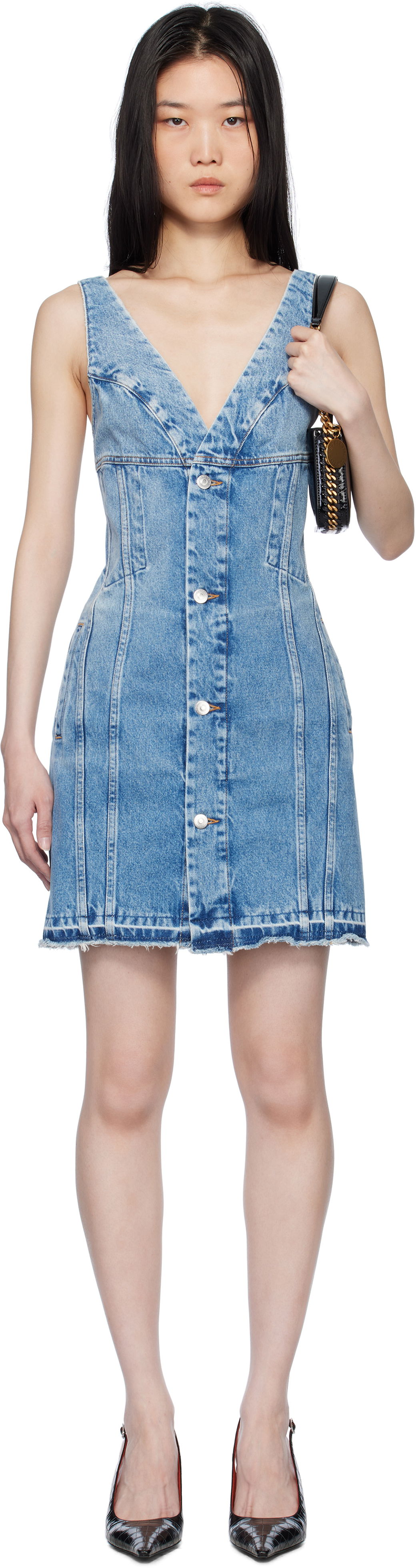 Pокля Stella McCartney Stella McCartney Vintage Wash Denim Minidress Синьо | 6D03553SQH05, 0
