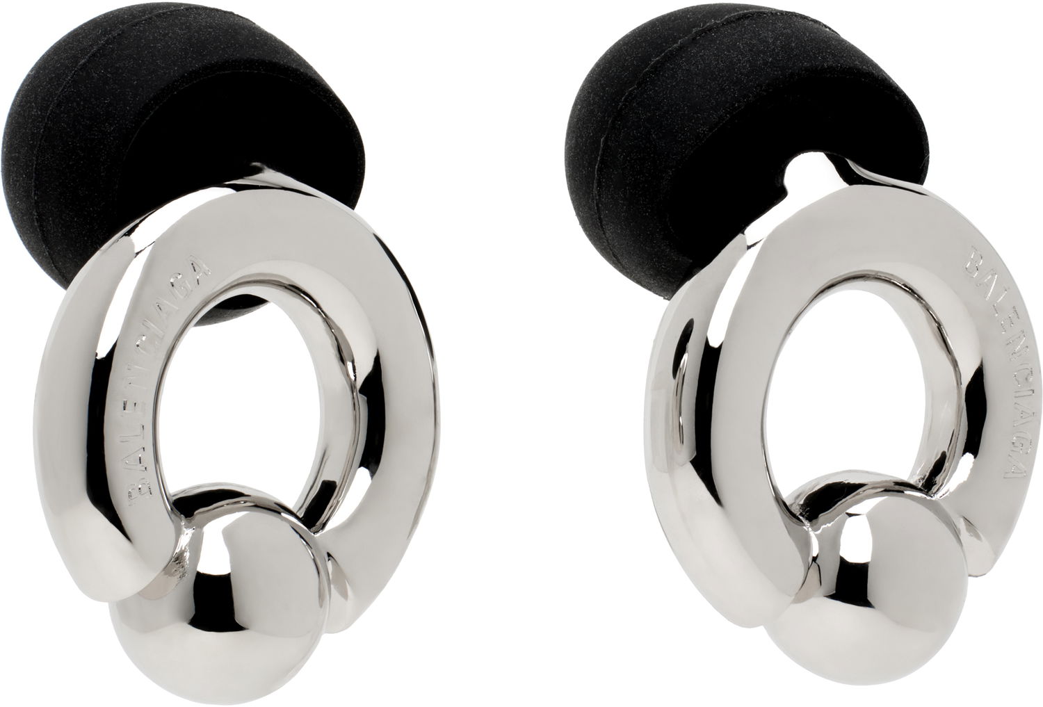 Обеци Balenciaga Silver & Black Berlin Ball Earrings Металик | 807883 TZBSS, 1