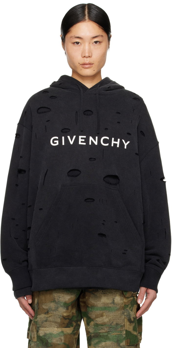 Суитчър Givenchy Cutout Hoodie Черно | BMJ0JE3Y9W011