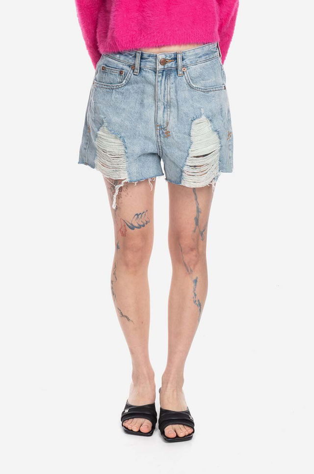 High Waist Distressed Denim Shorts