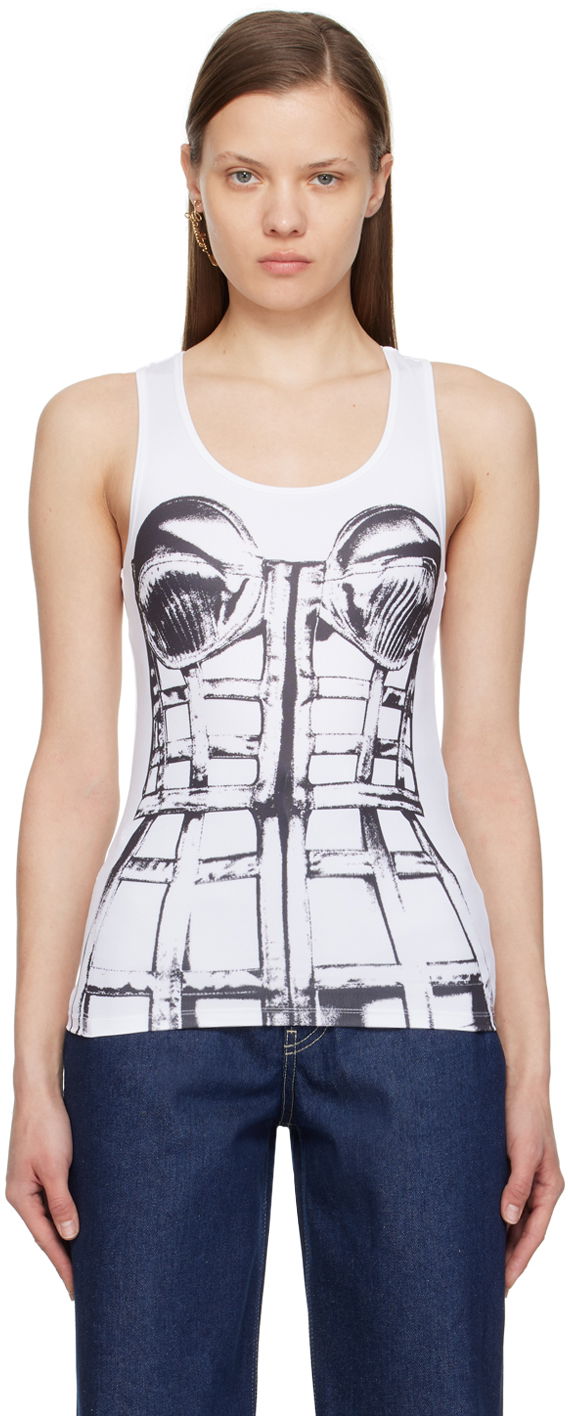 Потник Jean Paul Gaultier Jean Paul Gaultier Trompe L'oeil Graphic Tank Top Бяло | 24/25-F-TO185-J550-0100