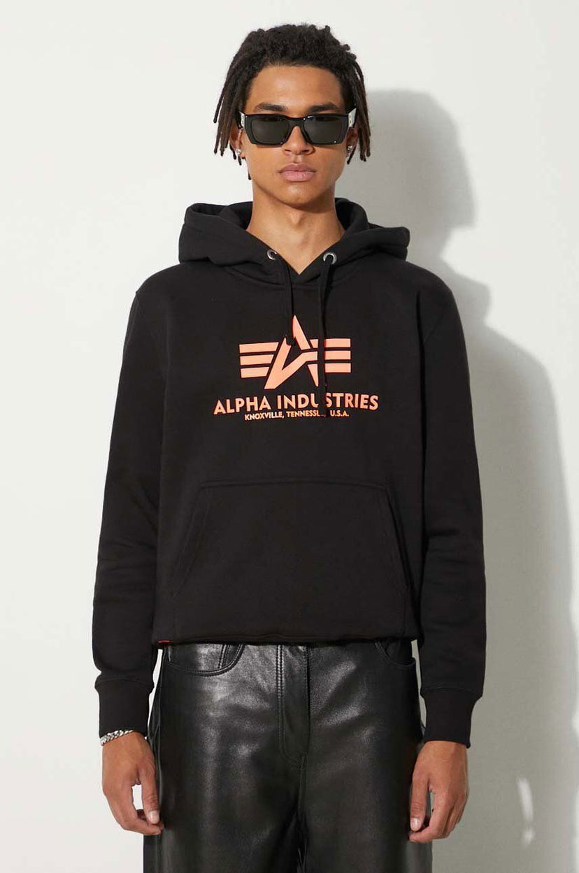 Суитчър Alpha Industries Hoodie with Print Черно | 178312NP.477