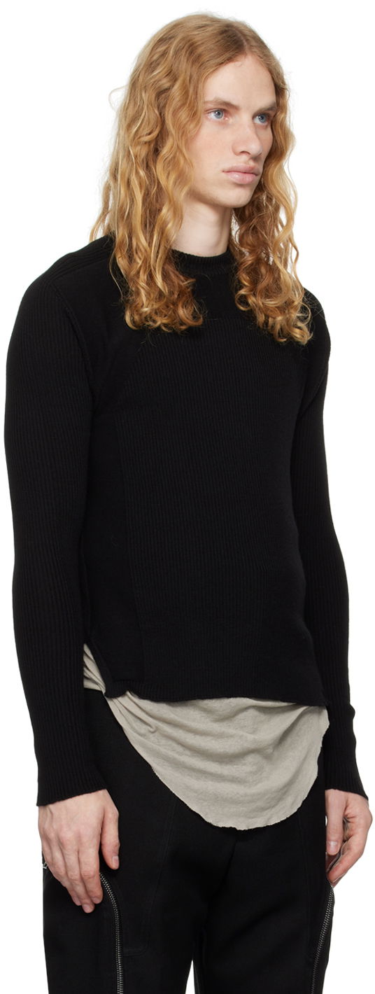 Пуловер Rick Owens Rick Owens Porterville Ribbed Geo Sweater Черно | RU02D6639 RIBM, 1
