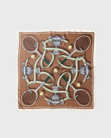 Шал Lacoste Tennis Court Print Silk Scarf Кафяво | RE4201-1IJ, 0