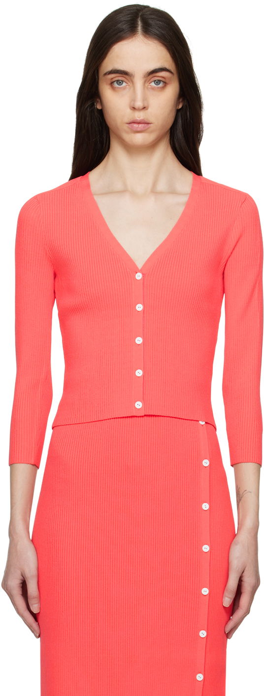 Пуловер rag & bone rag & bone Asher Ribbed Knit Cardigan Червено | WAS23S025YL25, 0