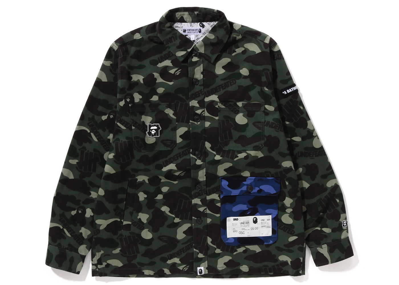 Яке BAPE Undefeated x Color Camo Flannel Jacket Зелено | 1I73-140-904, 0