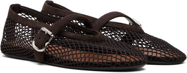 Кецове и обувки Alaïa ALAÏA Fishnet Ballerina Flats Кафяво | AA3A029TK061, 3
